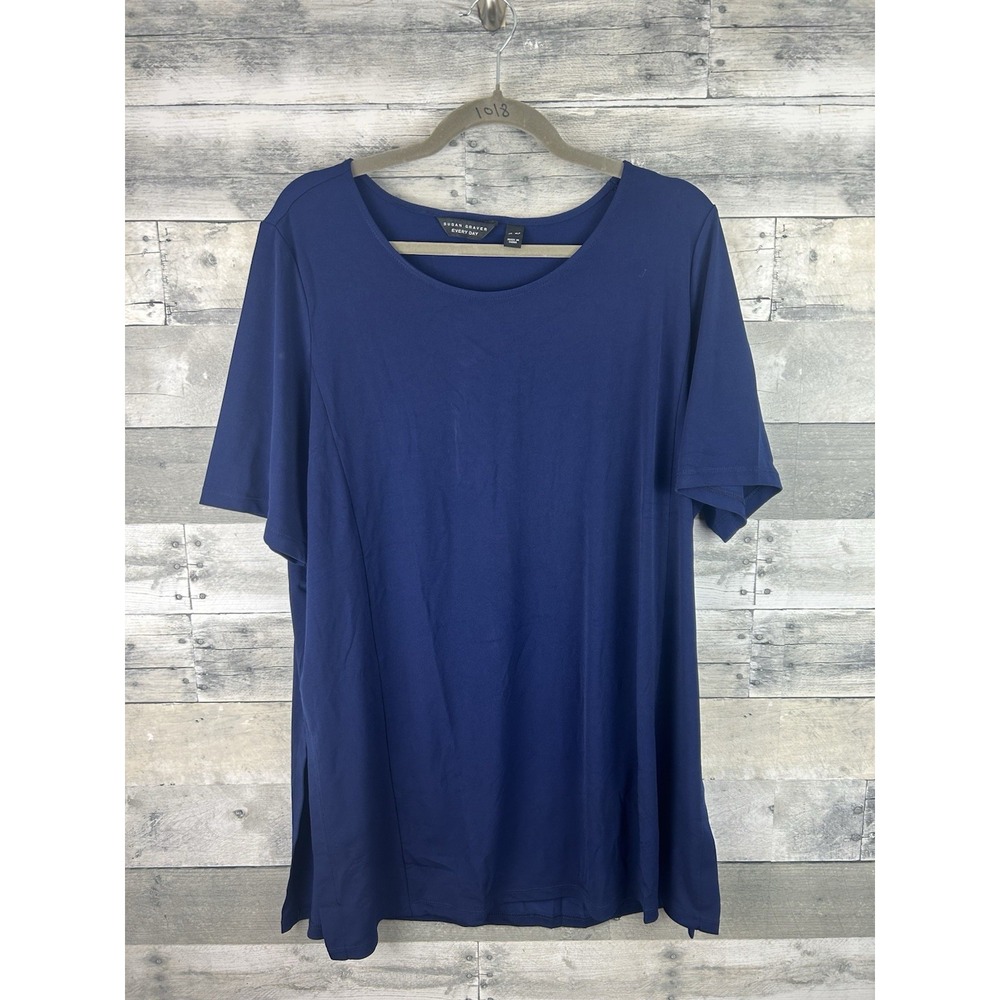 Susan Graver Petite XL Blue Short Sleeve Tunic